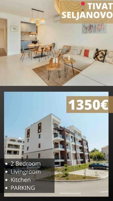 Квартиры в Тивате: Уютные 1-2 спальни от 700 до 1350 EUR